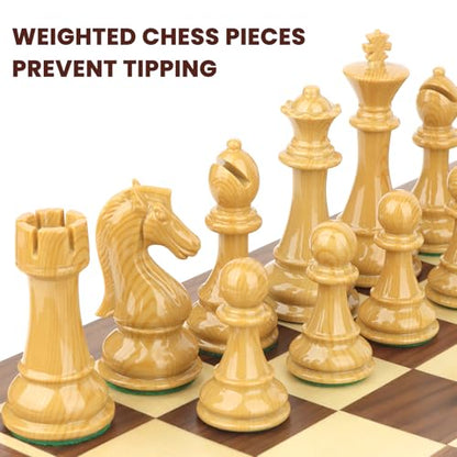 Large High Polymer Weighted Chess Pieces with 3.8'' King - 2 Extra Queens, Tournament Chess Set - Chess Pieces Only, Travel Chess Sets with Storage Bag for Family Board Game Gift
