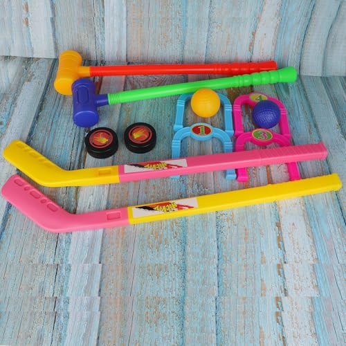 Outdoor Games and Team Sports Set Including Cricket,Croquet, Hockey,Golf with Balls,Wickets, Stumps for Lawn,Backyard,Park - style: Style 2