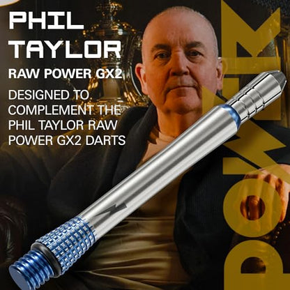 Target Darts Phil Taylor Gx2 Raw Power Titanium Dart Shaft, Short/Intermediate/Medium | Player Edition Aluminium Shafts, 2BA Thread, Professional Dart Accessories - size: Medium (34.3mm)