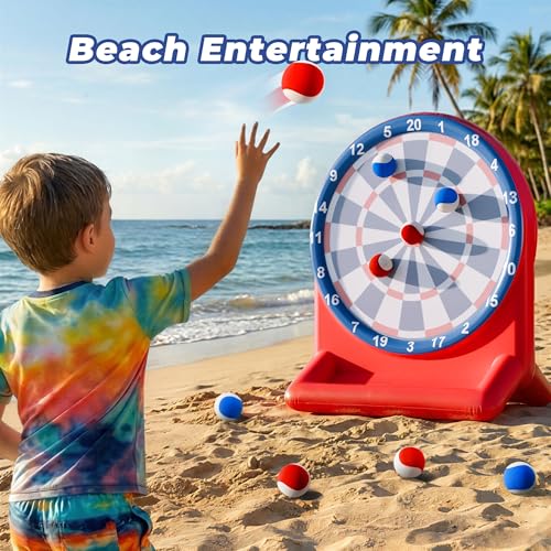 Funscape Kids Fun Pool Toys, Inflatable Dart Board Toss Water Game, Swimming Pool Floats, Beach Yard Outdoor Ball Play, Summer Party Birthday Gift 3 4 5 6 7 8 9 12 Yrs Boys Girls Teen Adult Family-Red - color: Red