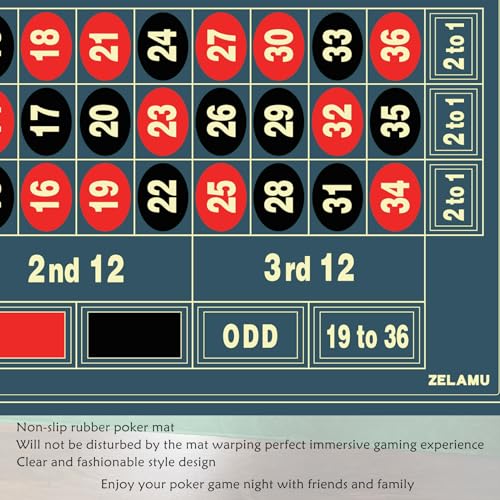 Roulette Poker Table Mat, 47x23.6 Inch Non-Slip Rubber Mat, Blue | Suitable for Poker Night, Parties, Home Entertainment 47x23.6 Inch durable