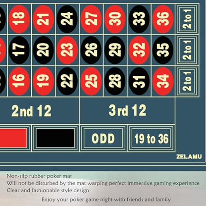 Roulette Poker Table Mat, 47x23.6 Inch Non-Slip Rubber Mat, Blue | Suitable for Poker Night, Parties, Home Entertainment 47x23.6 Inch durable