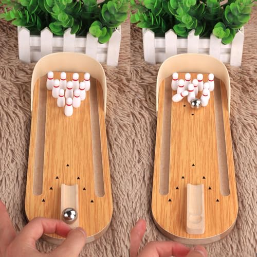 Desktops Tabletop Bowling Game Set, Toy, Wooden Wooden