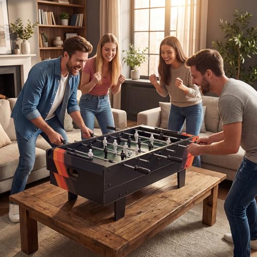 Giantex 4-in-1 Multi Game Table, Combo Foosball Game Table Top w/Billiards, Ping Pong, Push Hockey for Home, Game Room, Family Night & Arcade, Wood Combination Game Table Set for Adults - color: Black