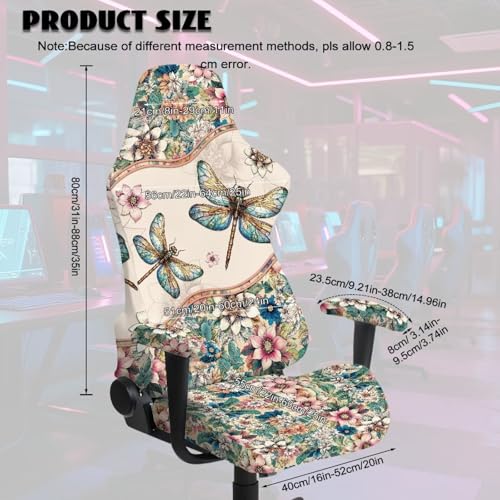 Suobstales Boho Mandala Dragonfly Pattern Gaming Chair Covers with Armrest Cover, Stretch Washable Computer Gaming Chair Slipcovers for Armchair, Swivel, Computer Boss Chair - color: Boho Mandala Dragonfly