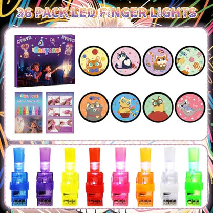 36 Pack Cat Party Favors LED Finger Flashlights for Kids, Goodie Bag Stuffers for Classroom Rewards, Glow in the Dark Cat Birthday Party Supplies, Carnival Prizes - style: Cat
