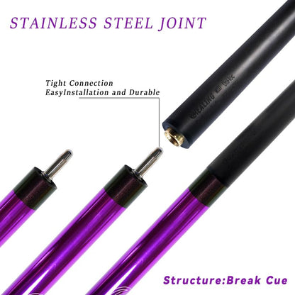 100% Carbon Fiber Shaft Billiard Cue 58" 19-21oz 1/2 Joint Carbon Fiber Pool Cue Stick 12.9mm Cue Tip - color: Purple