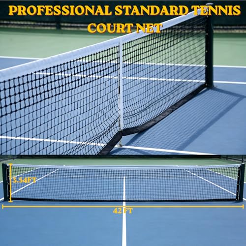 Professional Tennis Net 42ft x 3.5ft – 3.0mm Twisted PE, 4.5cm Mesh, UV/Waterproof, 6mm Steel Cable & Top 6-Row Double Layer – Complete Kit for Court, Backyard or Driveway
