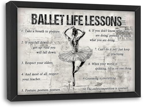 Ballet Wall Art Ballet Life Lessons Framed Wall Decor Sports Motivational Quotes Canvas Pictures Sign Poster Decorations Print Painting Artwork for Man Boy Room Living Room Bedroom 16x12inch - color: Ballet, size: 12"L x 16"W