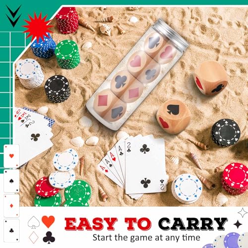 Seenelling 4 Pcs Wooden Marker Dice with Storage Box Big Size 1.57''(4cm) Ace Indicator Wooden Suit Dice Cube Clear Prints Euchre Cube Great Gift for Euchre Poker Cards Game (Brown,1.57'')