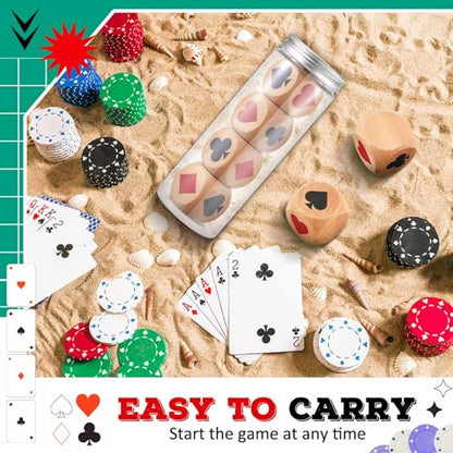 Seenelling 4 Pcs Wooden Marker Dice with Storage Box Big Size 1.57''(4cm) Ace Indicator Wooden Suit Dice Cube Clear Prints Euchre Cube Great Gift for Euchre Poker Cards Game (Brown,1.57'')