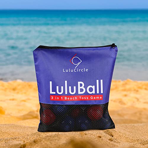 LuluCircle LuluBall Outdoor Beach Toss Game Set 10 Balls, Beach Games, The Beach Must-Have Game for Family Adult Friends (American Blue)