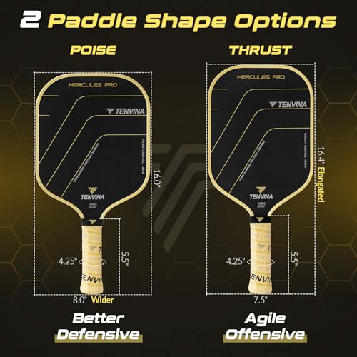 TENVINA Pickleball Paddles, Thermoformed T700SC Carbon Fiber Pickleball Paddle, Pickle Ball Paddle USAPA Approved with Dominant Power and Larger Sweet Spot - color: PRO-Carbon-Wider-16MM Control