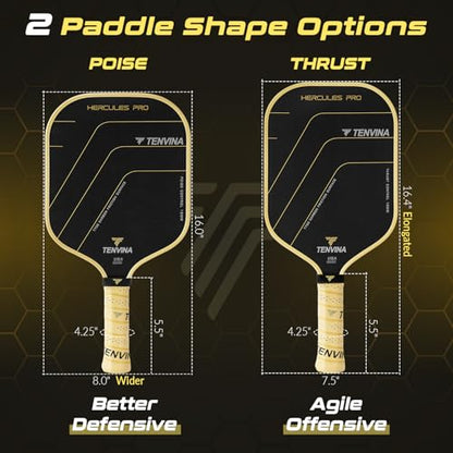 TENVINA Pickleball Paddles, Thermoformed T700SC Carbon Fiber Pickleball Paddle, Pickle Ball Paddle USAPA Approved with Dominant Power and Larger Sweet Spot - color: PRO-Carbon-Wider-16MM Control