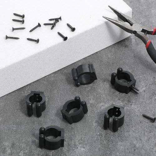 12 PCS Fishing Rod Clips, Pool Cue Holder Billiards Cue Clip Holders Wall Mounted Fishing Rod Holders Black Snooker Cues Locating Clip Holder Pool Racks with Screws