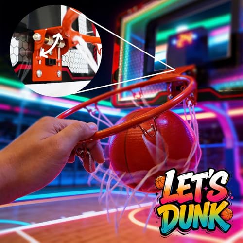 Mini Indoor Basketball Hoop for Kids, Over Door Basketball Toy with LED Electronic Scoring & 3 Balls, Anti-Impact Backboard, Basketball Toys Gifts for 6 7 8 9 10 11 12 Year Boys Adults Bedroom Office