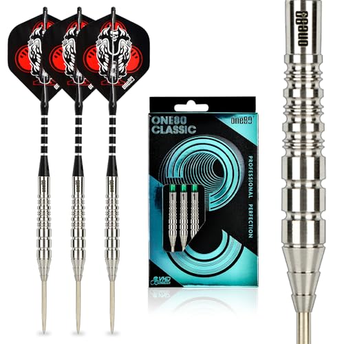 ONE80 90% VHD Steel Tip Tungsten Dart, Professional Barrel Style with Extra Flights, Shafts and Sharpener Gift Box Packaging - style: E-23g