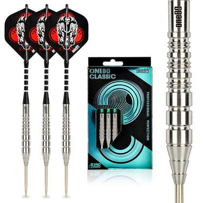 ONE80 90% VHD Steel Tip Tungsten Dart, Professional Barrel Style with Extra Flights, Shafts and Sharpener Gift Box Packaging - style: E-23g