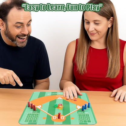Extguds Baseball Board Game, Baseball Dice Board Game for Families, Parties and Gatherings, Classic Tabletop Baseball Games with Scorepad, Dice, Wooden Pieces, Storage Cube and More, for 2-6 Players