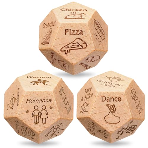 3 PCS Dice Set for Couples, Stocking Stuffers Gifts for Her Him, Anniversary Day Food Decision Dice Couple Gifts Girlfriend Boyfriend for Adults Valentines Birthday Wedding Food Dice - style: 3pc