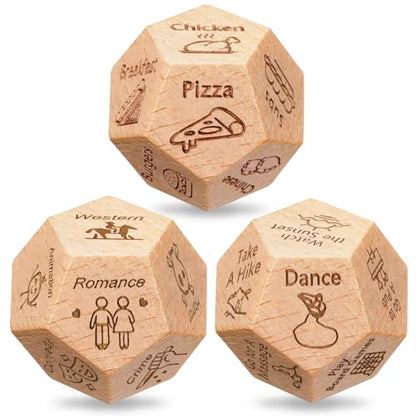 3 PCS Dice Set for Couples, Stocking Stuffers Gifts for Her Him, Anniversary Day Food Decision Dice Couple Gifts Girlfriend Boyfriend for Adults Valentines Birthday Wedding Food Dice - style: 3pc