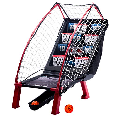 Franklin Sports Anywhere Basketball Arcade Game - Table Top Basketball Arcade Shootout- Indoor Electronic Basketball Game - style: Basketball - Red