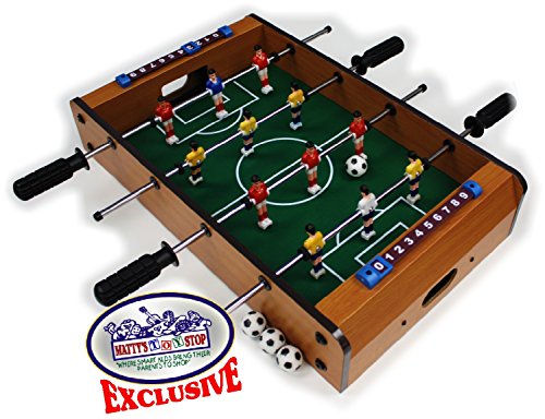 Matty's Toy Stop Deluxe Wooden Mini Table Top Foosball Game with 4 Soccer Balls