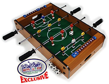 Matty's Toy Stop Deluxe Wooden Mini Table Top Foosball Game with 4 Soccer Balls