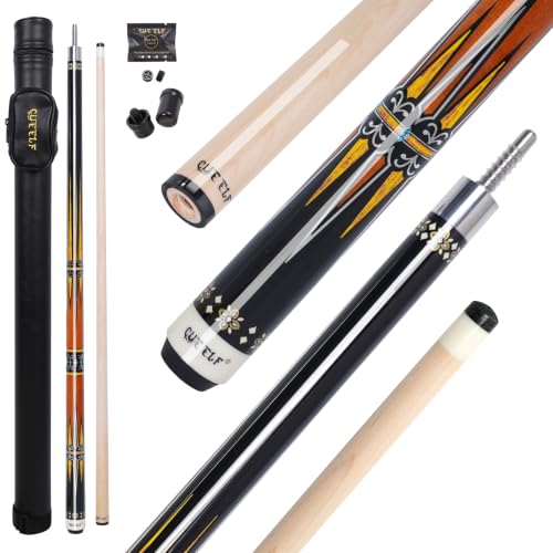 CUEELF Pool Cue Stick,Low Deflection Shaft Billiard Cue Sticks with 1X1 Hard Case,Professional Billiards Ques Sticks with 13mm Tip,19.5/20/21 oz Pool Stick - color: Amber, size: 20 oz