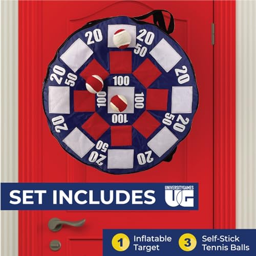 University Games, Lawn Party Collection, Inflatable Dart Ball Game Set with (3) Self Stick Tennis Balls - Fun Indoor + Outdoor Tennis Toss - 24" x 24"
