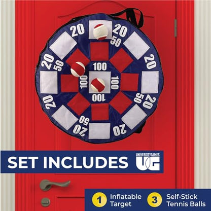University Games, Lawn Party Collection, Inflatable Dart Ball Game Set with (3) Self Stick Tennis Balls - Fun Indoor + Outdoor Tennis Toss - 24" x 24"