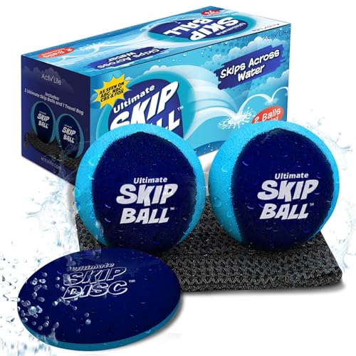 Activ Life The Ultimate Water Skip Balls, Water Bouncing Ball for Swimming Pool, Beach Toys for Friends, Family, Kids and Adults - style: Navy/Teal