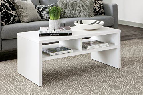 ClosetMaid 1654 Rectangular Coffee Table with Storage Shelves, White - color: White, style: Coffee Table