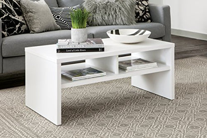 ClosetMaid 1654 Rectangular Coffee Table with Storage Shelves, White - color: White, style: Coffee Table