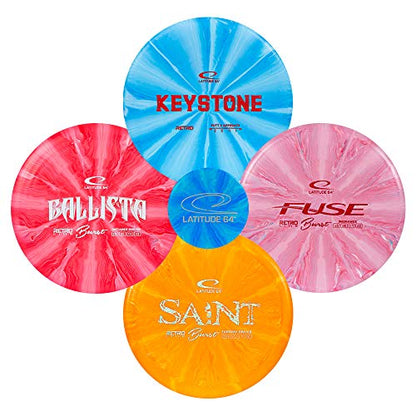 Latitude 64 Retro Burst Disc Golf Starter Set | Perfect Disc Golf Set for New to Intermediate Players | Includes Bonus Mini Marker | Grippy Base Plastic | Colors May Vary - style: 4