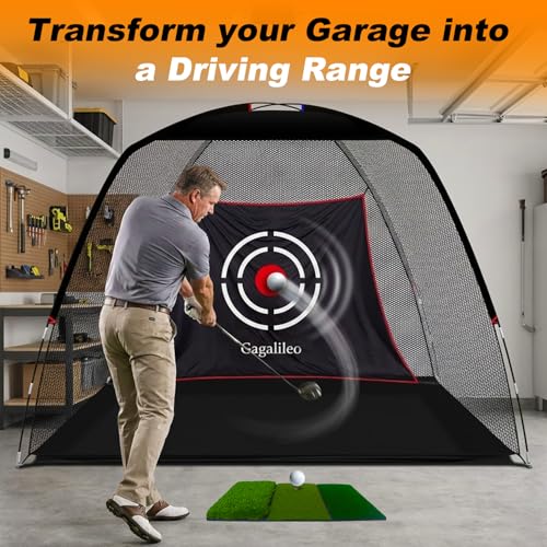 Gagalileo Golf Target Cloth: Protective Net Portable Easy Setup with S-Hooks & Ropes Indoor Outdoor Practice All Golfers Training Accuracy for Backyard Garage - size: 7.8X5X3.6FT