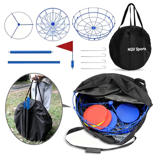 NQV PRO Disc Golf Basket,Heavy Duty 24 Chain Portable Target with Transit Bag, Outdoor/Indoor - size: 52in-Blue