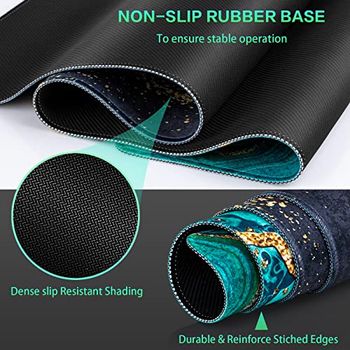 Canjoy Gaming Mouse Pad, Large Extended Mouse Pad Big Computer Mousepad for Home Office Gaming Work 31.5x15.7inch - color: Dark Green Gold Marble
