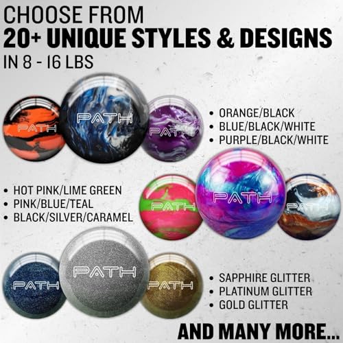 Pyramid Path Polyester Bowling Ball - Customizable with Basic Drilling Options - Great for Spare Shooting, League, Recreational, Straight Bowlers - Beginner Entry Level & Kids - color: 1-Pink/Blue/Teal, size: 11 lb