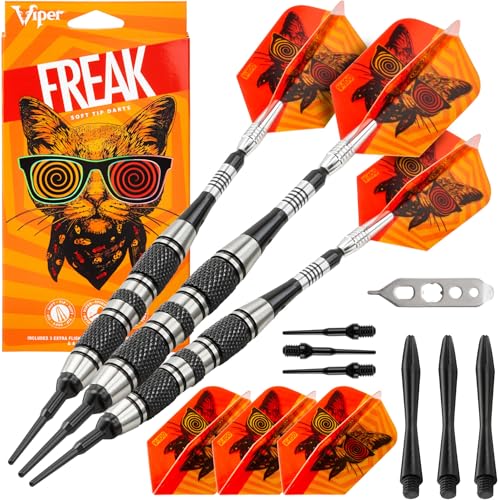 Viper The Freak Soft Tip Darts 3 Knurled Rings Barrel 18 Grams and Casemaster Deluxe Pink Nylon Dart Case