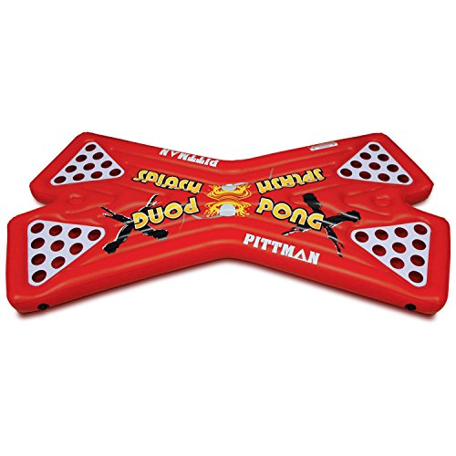 Pittman Outdoors Floating Beer Pong Table - Splash Pong Inflatable Table with Glow in The Dark Cup Holders, 2 or 4 Person
