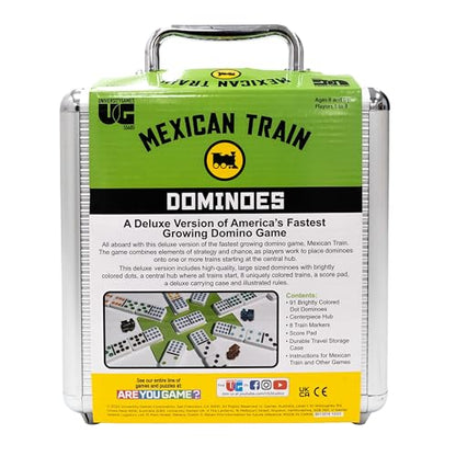 Front Porch Classics, Mexican Train Domino Set On-The-Go Aluminum Carrying Case, 2 to 8 Players Ages 8 to 99