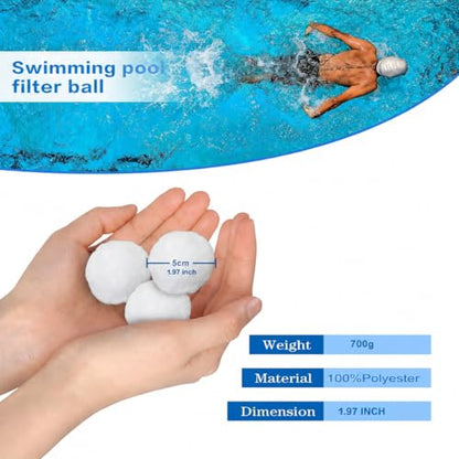 Shelprojsu 1.54 lbs Pool Filter Balls for Sand Filters Pump,Reusable Swimming Pool Filter Balls,Pool Filter Media Balls,Sand Filter Balls for Above & Ground Pool,Efficient Replace 50 lbs Filter Sand | Eco-Friendly Polysphere Cotton Pool Filter Balls - col