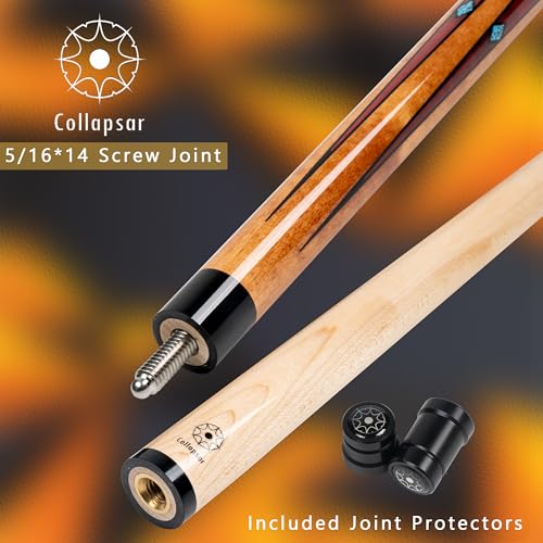 Collapsar CA Pool Stick with 1X1 Hard Case,58" Maple Professional Billiard Cue Stick,19-21 oz Pool Cue Set - color: CA001+Joint Protector+Hard Case, size: 19 ounce