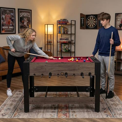 Goplus 3-in-1 Swivel Game Table, 49'' Combo Game Table with Foosball, Pool Billiards & Table Tennis for Adults, Indoor Arcade Table with Legs for Family Game Room Party