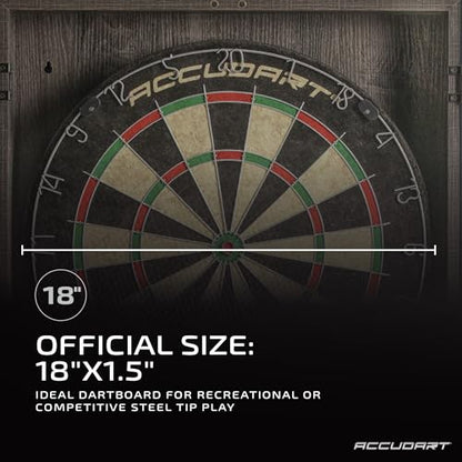 Accudart Armada Bristle Dartboard Cabinet Set – Official 18” Sisal Board, Self‑Healing Fibers, Grey Wood Cabinet, Round Spider Wires, Rotating Number Ring – Includes Steel‑Tip Darts