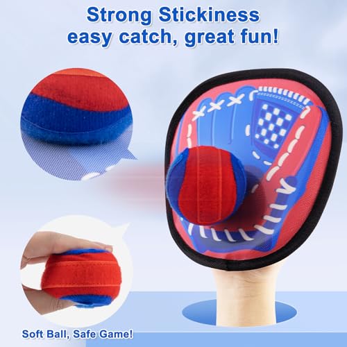Toss and Catch Ball Set Beach Toys Outdoor Games Yard Games for Kids Ages 4-8 Baseball Games Sticky Balls Outdoor Toy for Kids Gifts for Boys & Girls