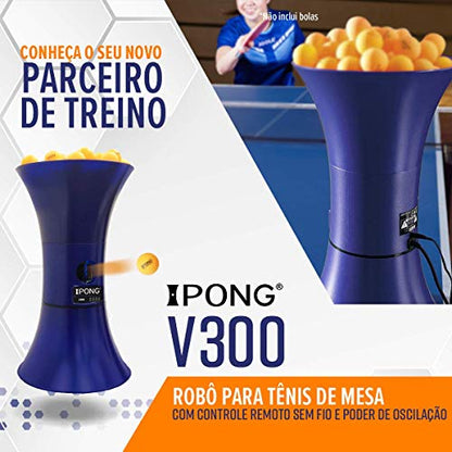 iPong V300 Table Tennis Training Robot - Serves 40mm Regulation Ping Pong Balls Automatically - Play Solo w/o Playback Mode on your Ping Pong Table - Various Models Available, Size 19 , Blue