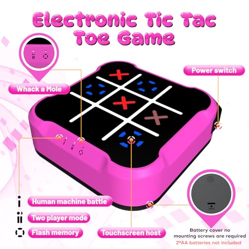 Electronic Tic Tac Toe Bolt Game, Handheld Digital Board Game, Electric Puzzle Game for Educational and Memory Growth, Portable Travel Games for Car Ride, Gift Ideal for Kids and Adults