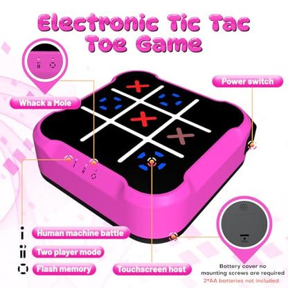 Electronic Tic Tac Toe Bolt Game, Handheld Digital Board Game, Electric Puzzle Game for Educational and Memory Growth, Portable Travel Games for Car Ride, Gift Ideal for Kids and Adults